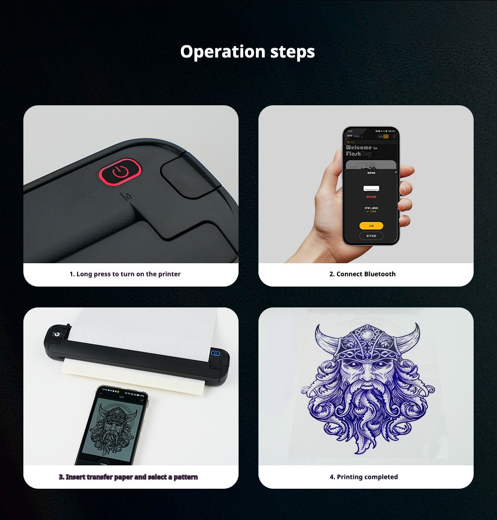 Wireless Tattoo Stencil Printer ST81 – Thermal Tattoo Transfer Machine Gallery
